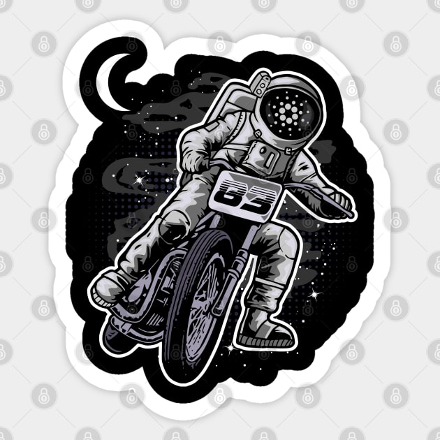 Astronaut Motorbike Cardano Crypto ADA Coin To The Moon Token Cryptocurrency Wallet  Birthday Gift For Men Women Kids Sticker by Thingking About